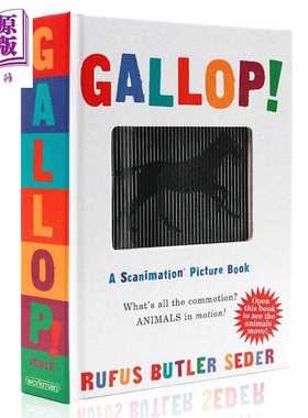 进口原版 *英文原版 视觉书 动物跑起来 Gallop A Scanimation Picture Book 马步 动画翻翻书 动画书 光与   Workman Publishing