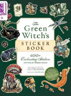 进口原版 *绿色女魔贴纸书 600 多种迷人贴纸 The Green Witchs Sticker Book 英文原版 Arin Murphy Hiscockshoug   Adams Media
