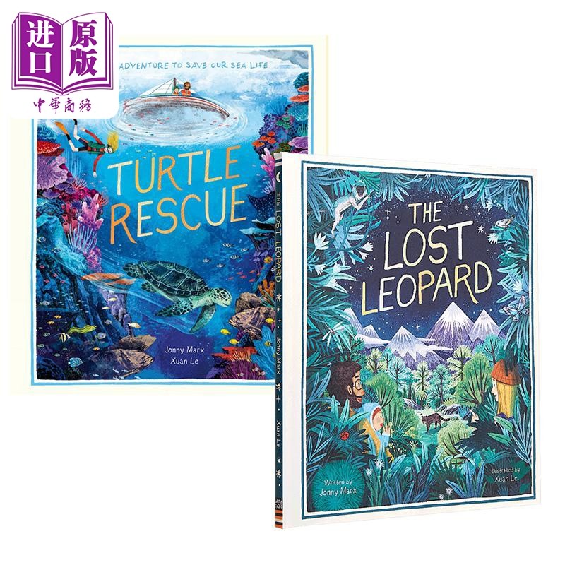 进口原版 *Xuan Le 儿童动物绘本2册套装 Turtle Rescue 解救乌龟 Lost Leopard 消失的猎豹 英文原版 进口图书 6岁   Little tige