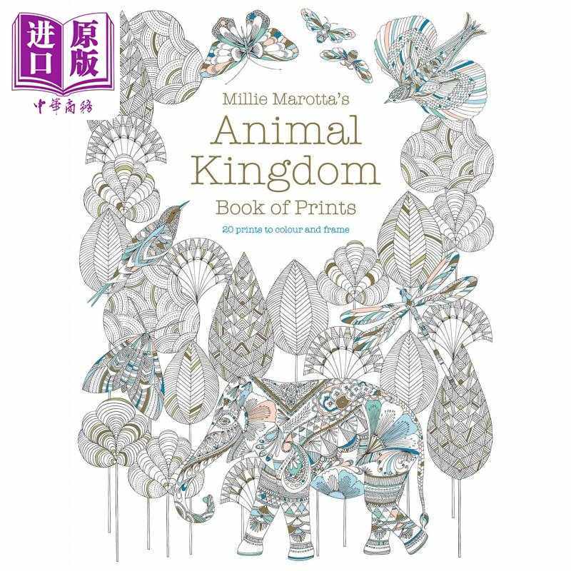 进口原版 *米莉马洛塔涂色书 动物王国 版画版 Millie Marottas Animal Kingdom Book of Prints 英文原版   Batsford