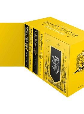 进口原版 赫奇帕奇学院精装版英文原版儿童奇幻小说 Harry Potter Hufflepuff House Editions Hardback Box Set 哈利波特7册盒