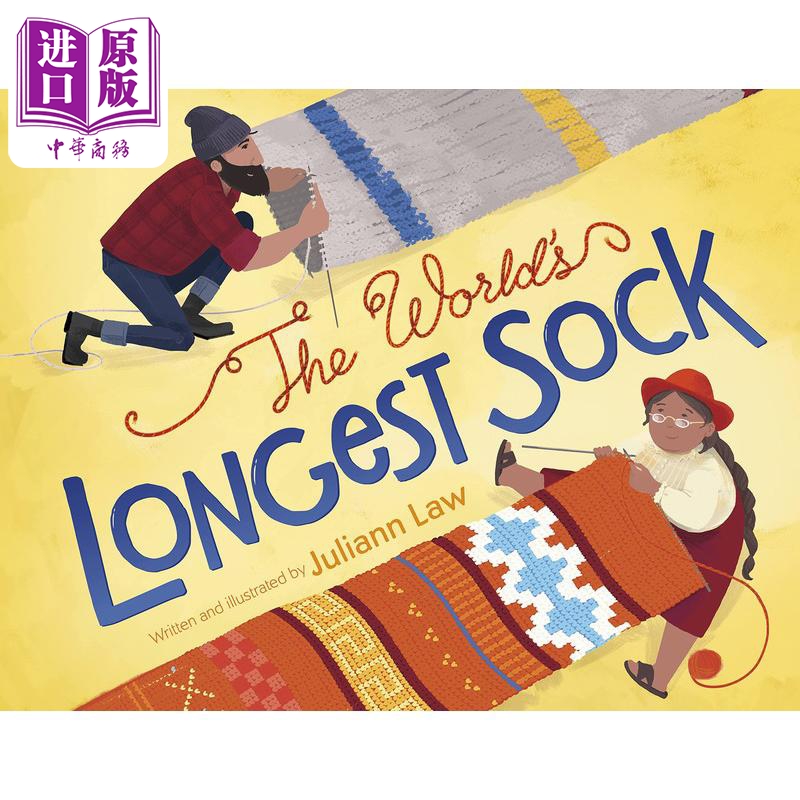 进口原版 *长袜子比赛Juliann Law The World's Longest Sock 英文原版 儿童绘本 故事图画书 精装精品绘本 进口儿   Worthy Books