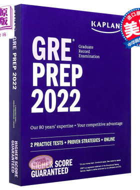 进口原版 *卡普兰GRE备考指南2022 GRE Prep 2022 英文原版 Kaplan Test Prep   Kaplan Publishing