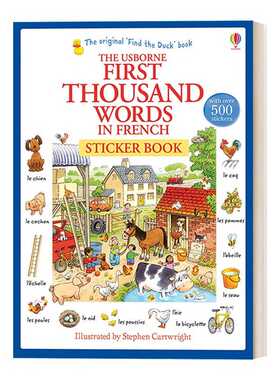进口原版 英文原版 First Thousand Words in French Sticker Book 基础法语1000词贴纸 英文版 进口英语原版书籍   Usborne