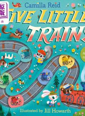 进口原版 *卡米拉·里德 5辆小火车 Five Little Trains 英文原版 幼儿纸板书 童谣计数书 亲子绘本图画故事 低幼童   Macmillan U