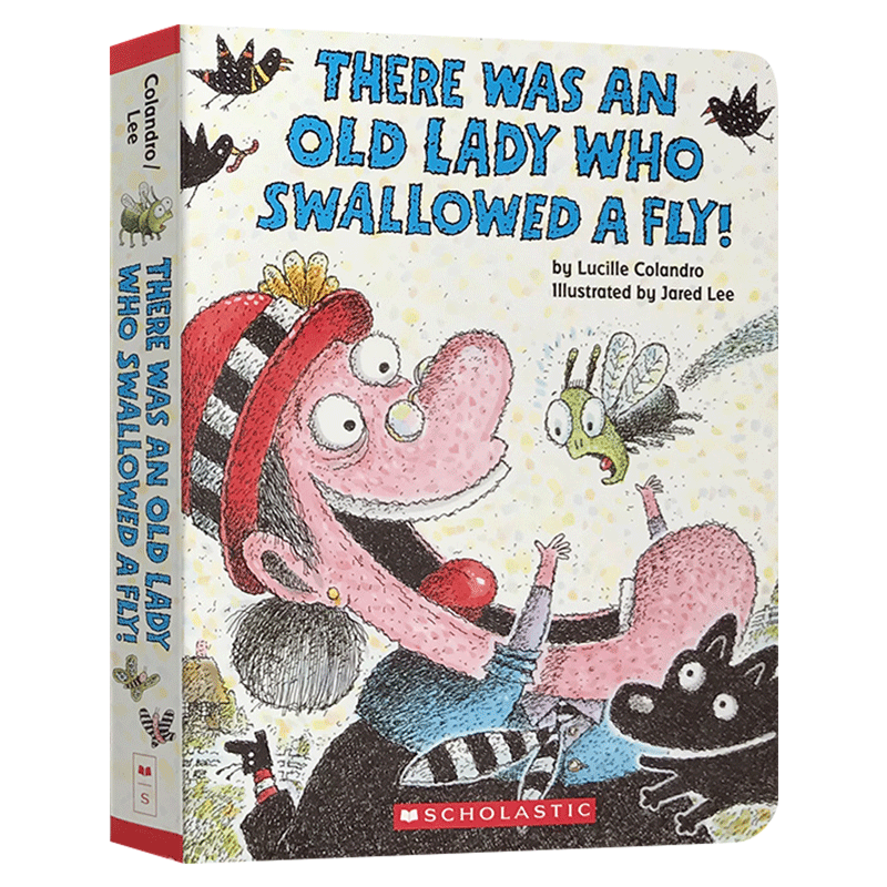 进口原版 有个老婆婆吞了一只苍蝇 英文原版 There Was an Old Lady Who Swallowed a Fly 儿童启蒙趣味图画故事绘本纸板书 进