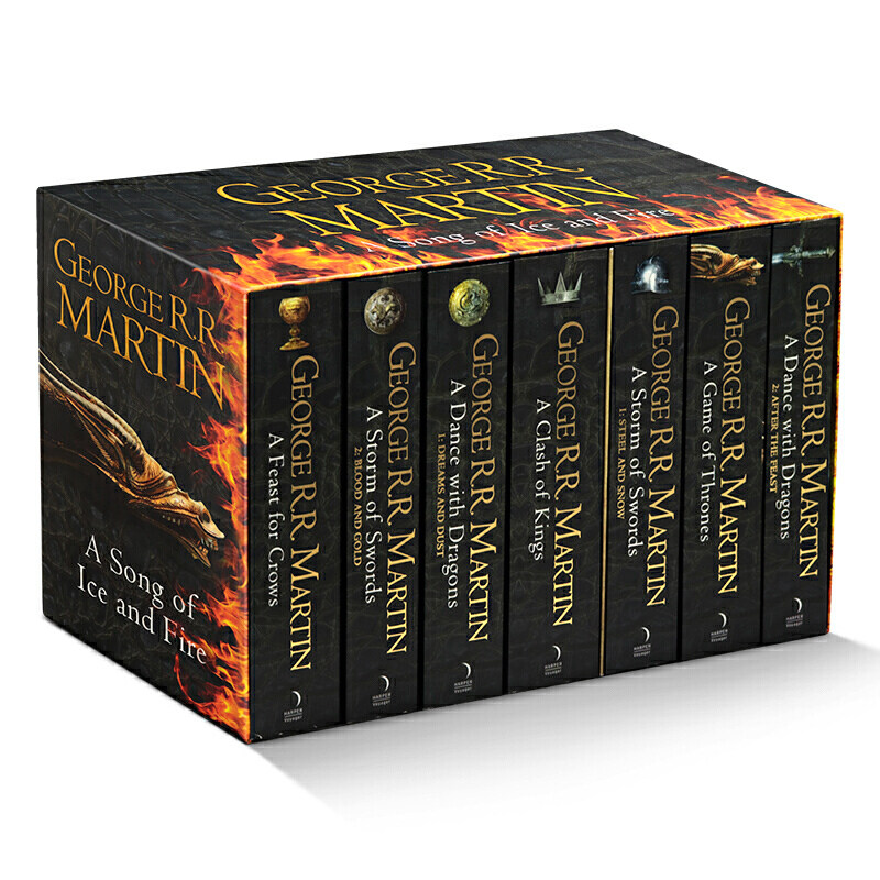 进口原版 【赠送地图】冰与火之歌 权力的游戏全集7册 英文原版小说 A Song of Ice and Fire 精装全套Game of Thrones 无未删