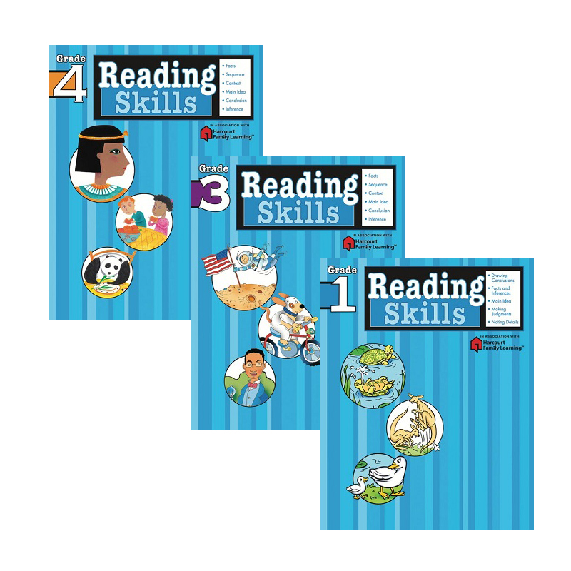 进口原版 *Flash Kids Harcourt Family Learning系列 FLASHKID阅读技巧3册套装 英文原版 Reading Skills 英语学习   Flash Kids