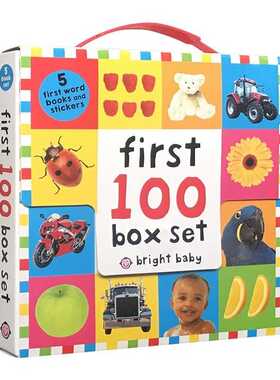 进口原版 First 100 Pb Box Set 5 Books 儿童英语词入门汇启蒙5册盒装+5贴纸 英文版 进口英语原版书籍 英文原版 Priddy, Roge