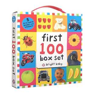 5贴纸 Priddy 进口英语原版 进口原版 Set 英文版 Books First 100 英文原版 Roge 书籍 Box 儿童英语词入门汇启蒙5册盒装