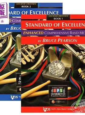 进口原版 *布鲁斯皮尔森BrＵＣe Pearson Standard of Excellence ENHANCED1&2 B?Trumpet Cornet小号短号管乐队教材