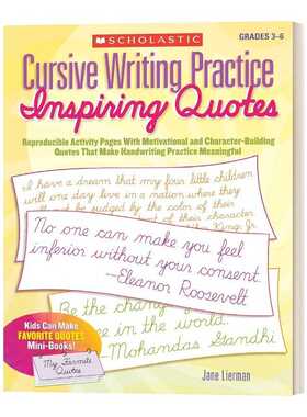 进口原版 英文连笔手写体练习：励志引言 英文原版 Cursive Writing Practice: Inspiring Quotes   Scholastic