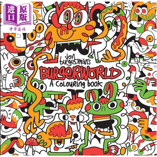 进口原版 *Jon Burgerman's Burgerworld A Colouring Book 乔恩.伯格曼的涂色书 英文原版 进口图书 儿童图画书 活   Laurence Ki