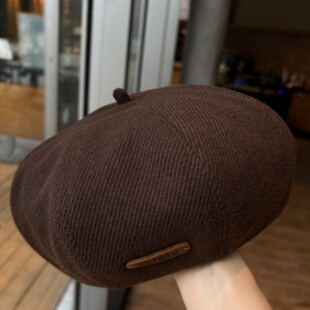 新款 型百搭画家帽子 复古贝雷帽女秋冬韩系显脸小适合圆脸立体版