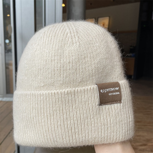 新款针织帽女毛线帽秋冬毛绒防寒保暖帽子韩版加绒百搭包头帽冷帽