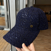 韩版 时尚 鸭舌帽秋冬保暖小香风棒球帽亮丝格纹太阳帽女帽子潮