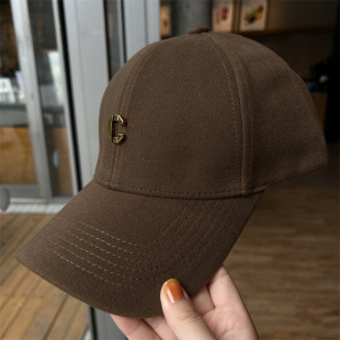 秋冬韩版立体字母羊毛呢子硬顶保暖棒球帽男女百搭显脸小鸭舌帽