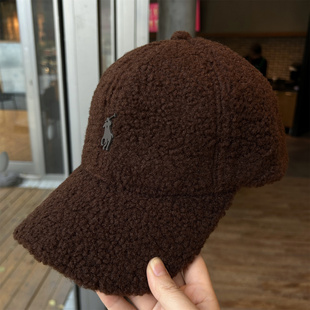 羊羔毛绒帽子棒球帽男新款加厚秋冬季冬帽女士百搭休闲洋气鸭舌帽
