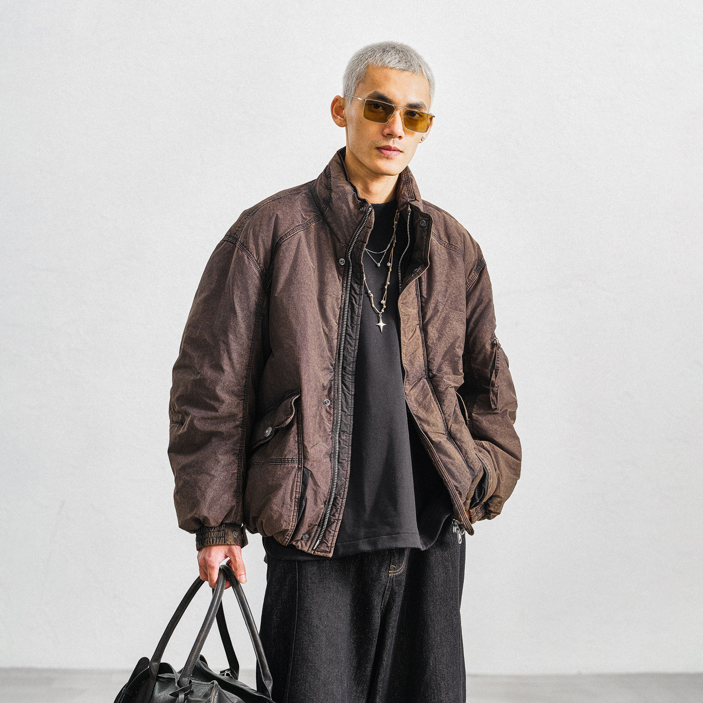 JUPSTUDIO复古工装风多口袋羽绒服男冬季保暖休闲鹅绒防寒服外套