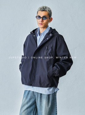 JUPSTUDIO休闲风连帽拉链夹克男带帽长袖宽松百搭外套男装上衣
