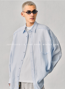 JUPSTUDIO日系工装风翻领夹克男宽松老钱风外套复古长袖纽扣男士