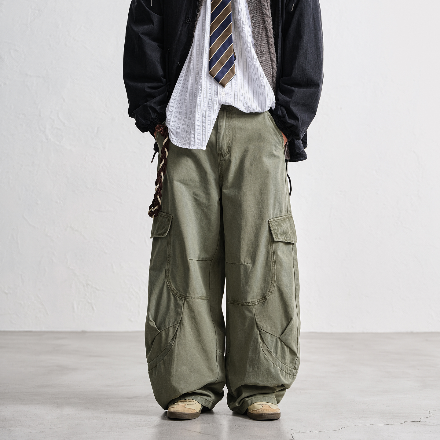 JUPSTUDIO复古缉明线工装休闲裤