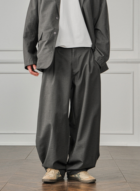 JUPSTUDIO纯色宽松垂感直筒西裤男春秋宽松简约百搭休闲裤子长裤