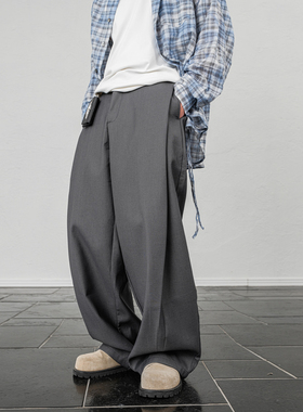 JUPSTUDIO日系复古直筒休闲裤男2025新款春季松紧腰垂感裤子长裤