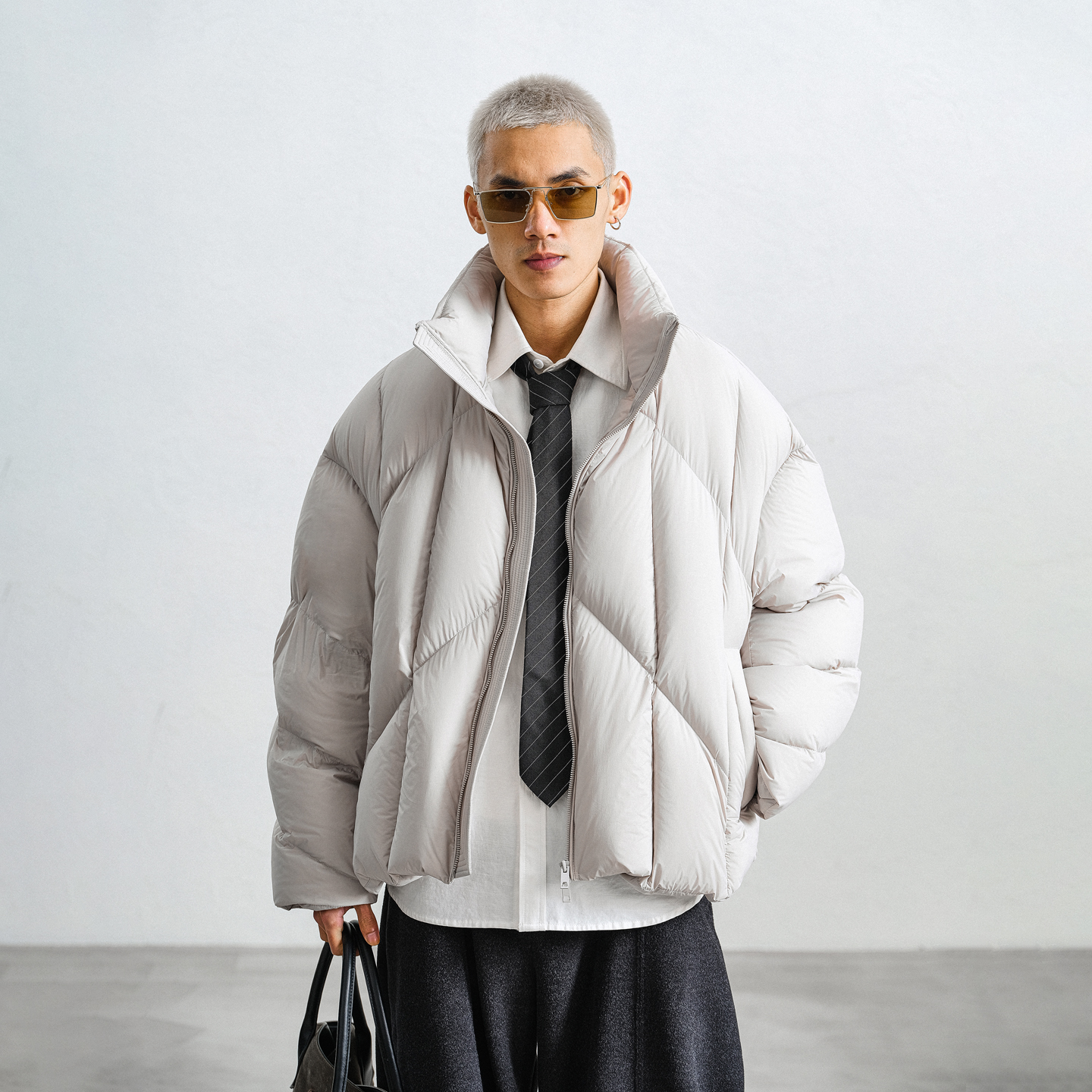 JUPSTUDIO蓬松感立领羽绒服男冬季厚款保暖休闲双拉链面包服外套