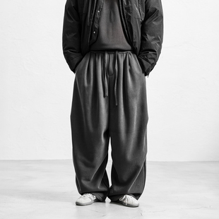 子长裤 JUPSTUDIO简约百搭加绒运动卫裤 男秋冬休闲宽松直筒阔腿裤