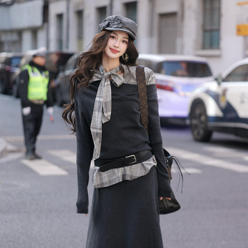 AZure斜肩羊毛显瘦通勤百搭毛衣