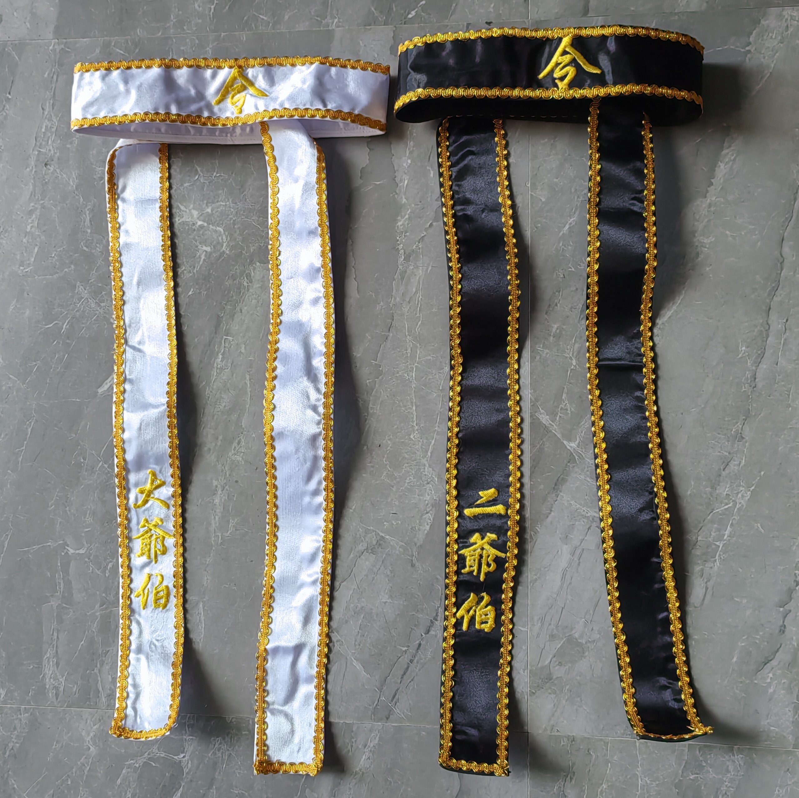 新款热卖大二爷伯头令黑白无常大爷乩童头扎刺绣二爷头扎手工定制