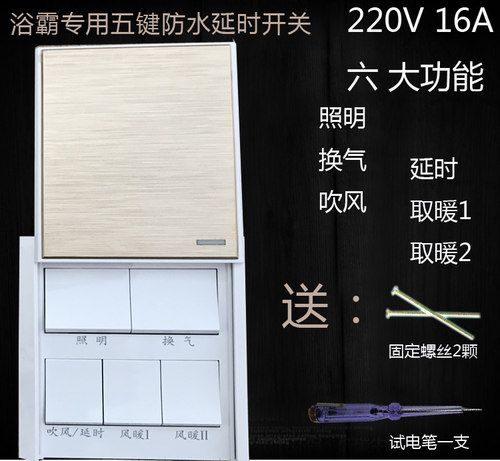 风暖浴霸专用延时开关五键吊顶
