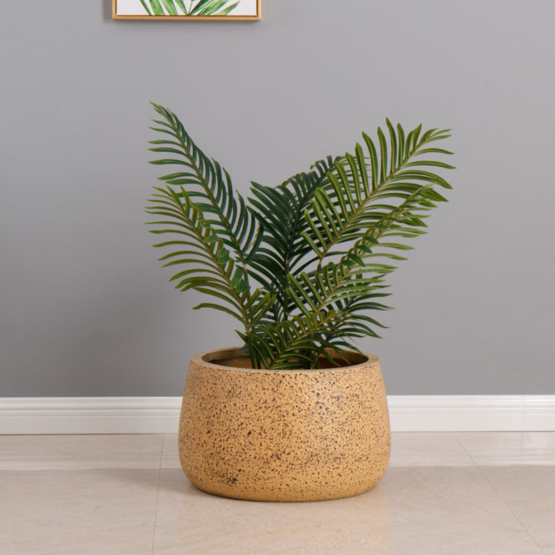 圆形简约玻璃钢台面大花盆花瓶摆件园林现代矮花盆装饰插花花器