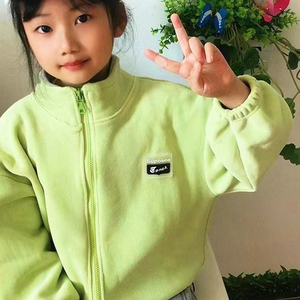 儿童奥粒绒外套女童春秋季上衣男童宝宝颗摇冬装小孩中大童亲子装