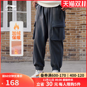李宁CF卫裤男2021新款休闲裤秋冬工装裤加绒保暖束脚针织运动长裤