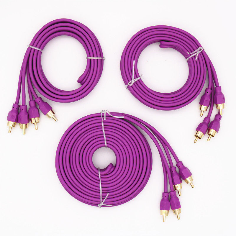 包邮汽车音响车载低音炮功放改装纯铜5米音频线发烧RCA信号线材