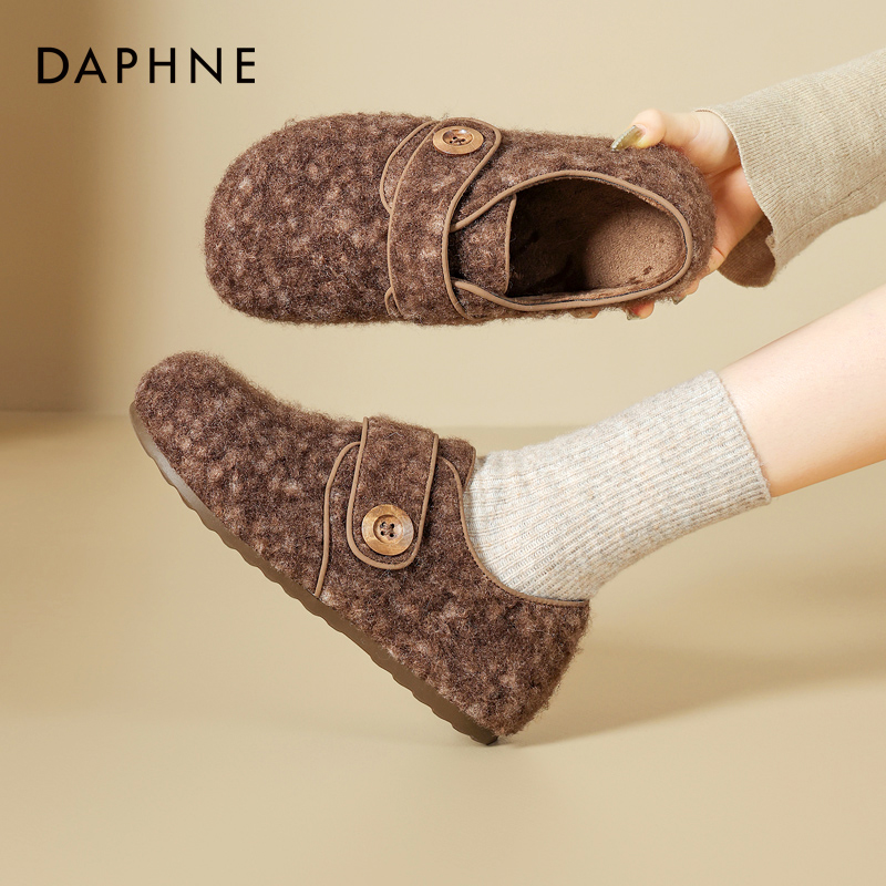 达芙妮女鞋正品！加绒毛毛勃肯鞋