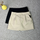 半身裙裤 高级感卡其色短裙女秋冬款 黑色休闲小个子高腰a字西装 裙