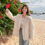 【春装有货】暗纹理蕾丝拼接西装2D079-8910P145控208，女装西装，浙宝129