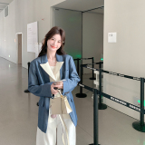 【新款】孔雀蓝假两件拼接西装外套2D079-8905P165控248，女装西装，浙宝129