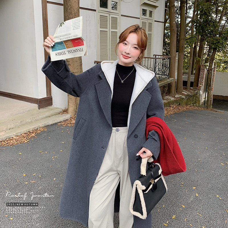 【新款】可拆卸帽子长款70羊毛大衣2D079-8951P295控428，女装毛呢外套，浙宝129