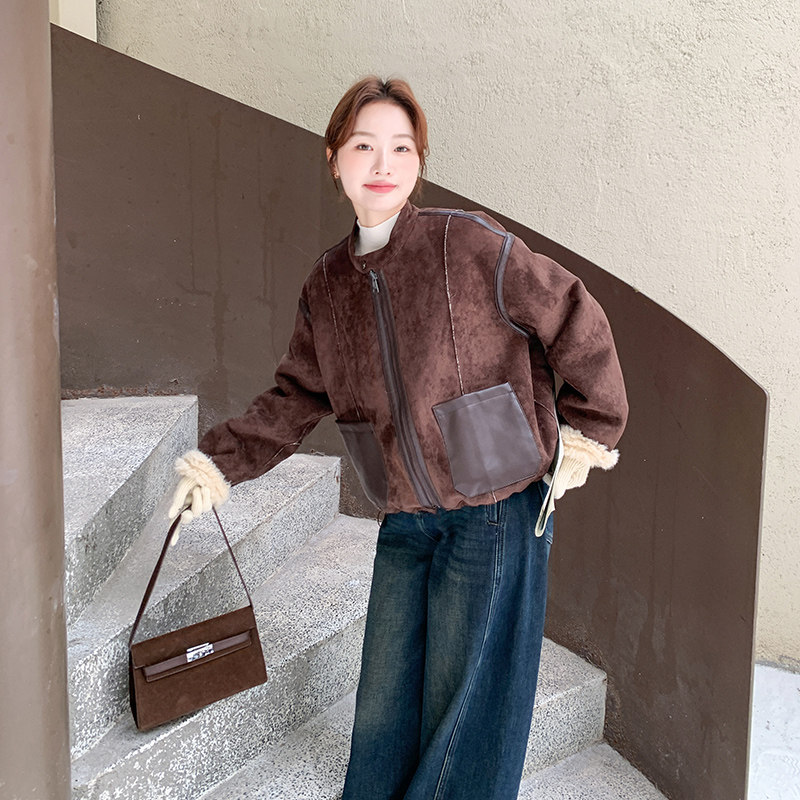 【新款大货】两面穿皮毛一套外套2D079-8961P215控328,女装短外套,2D079