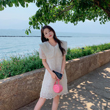 2025夏季新款法式名媛气质高级感娃娃领蕾丝显瘦A字短款连衣裙，女装连衣裙，浙宝129