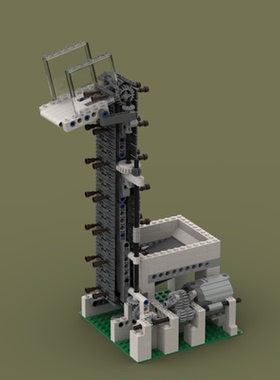 小颗粒积木电子版搭建步骤图纸白色升降机MOC-161622