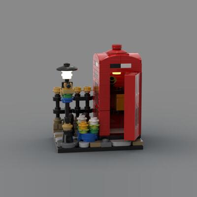 小颗粒积木电子版搭建步骤图纸迷你电话亭MOC-172476