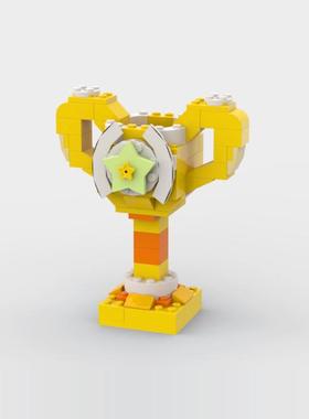 小颗粒积木电子版搭建步骤图纸黄色奖杯MOC-179940