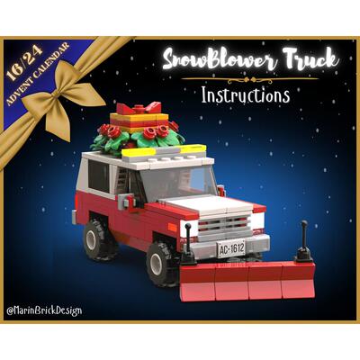 小颗粒积木电子版搭建步骤图纸圣诞吹雪铲雪车MOC-167083