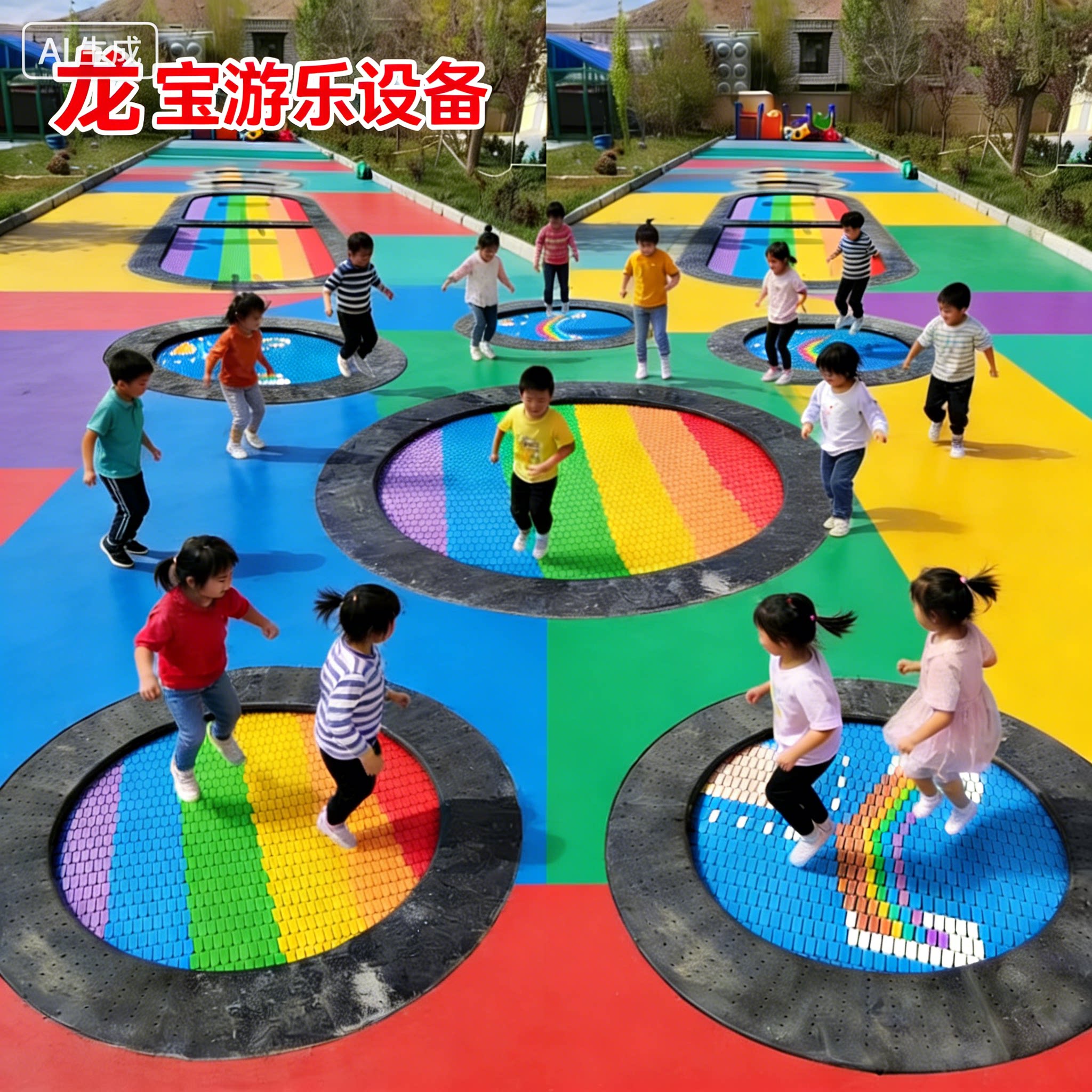 户外地蹦床游乐设备圆形弹跳蹦蹦床儿童公园风景区游乐场埋地弹簧