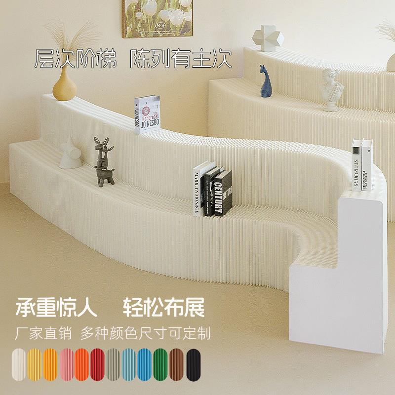 双层长条中岛展台展示台高低展台多层展架产品陈列架置物架展会